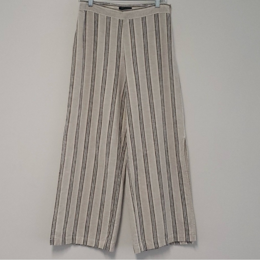 For Cynthia Wide Leg Cotton & Linen Blend Pants With Side Slits, Size M